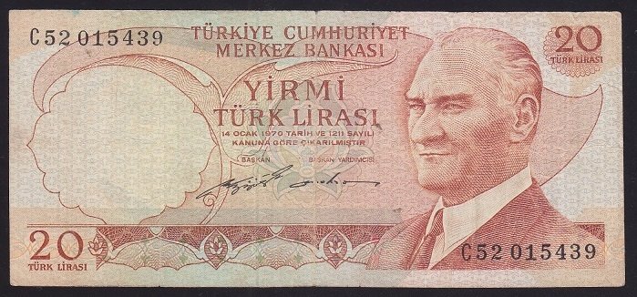 6.EMİSYON 2.TERTİP 20 LİRA C52 015439 ÇOK TEMİZ