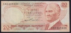 6.EMİSYON 2.TERTİP 20 LİRA C52 015439 ÇOK TEMİZ