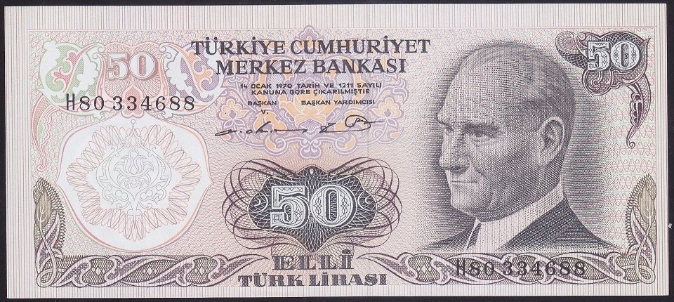6.EMİSYON 1.TERTİP 50 LİRA H80 334688 ÇİLALTI ÇİL