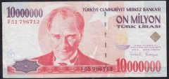 7.EMİSYON 10 000 000 LİRA F51 796712 ÇOK TEMİZ +