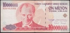 7.Emisyon 10 000 000 Lira A28 013381 Çok Temiz