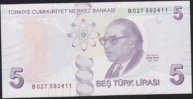 9.Emisyon 2.Tertip 5 Lira B027 592411 Çilaltı Çil ( Baskı İzleri var )