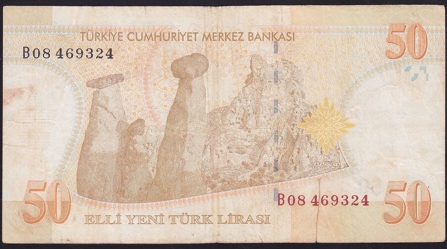 8.Emisyon 50 YTL B08 469324 Haliyle