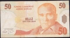 8.Emisyon 50 YTL B08 469324 Haliyle