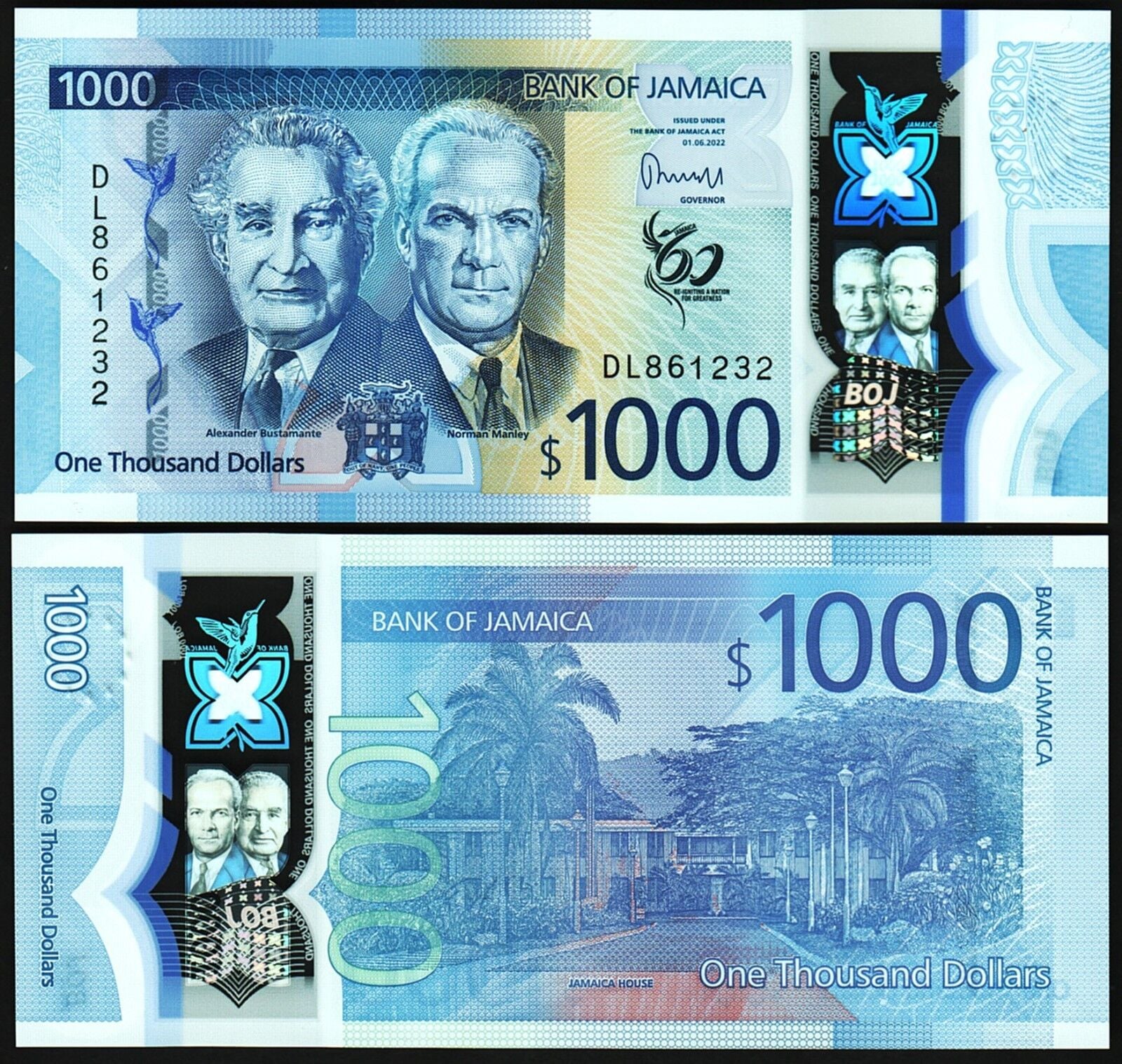 Jamaika 1000 Dolar 2022 Çil  Pick 99 Polimer