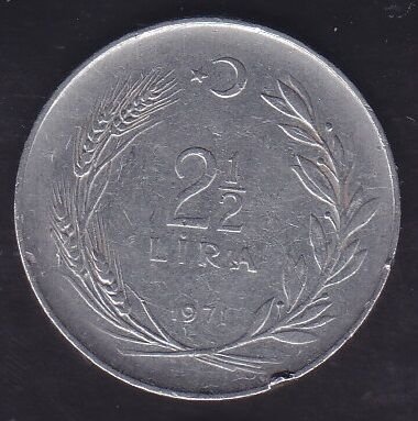 1971 Yılı 2.5 Lira Ters