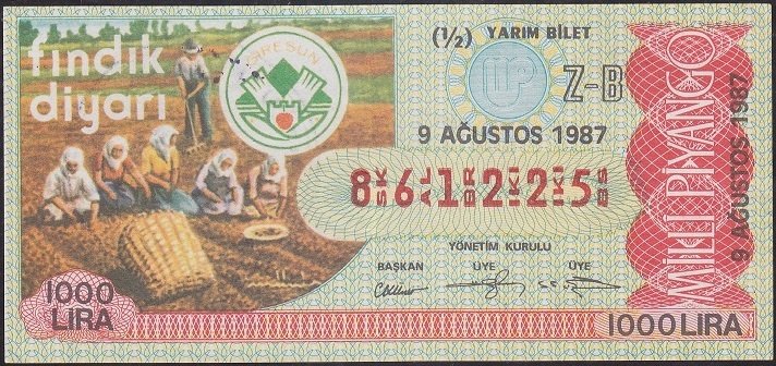 1987 9 Ağustos Yarım Bilet - Z-B Serisi