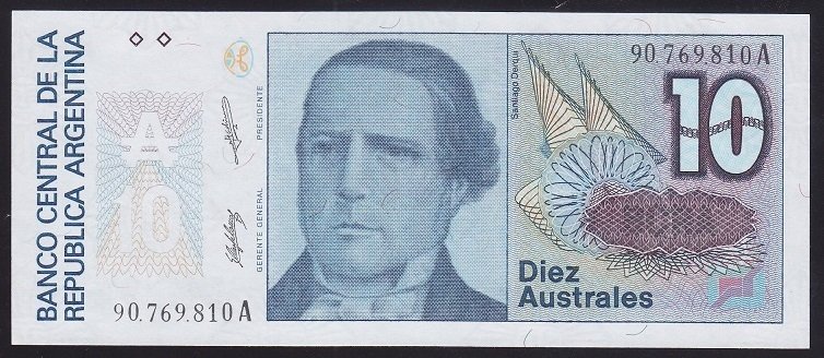 Arjantin 10 Australes 1985 Çil Pick 325b