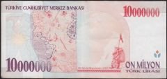 7.Emisyon 10 000 000 Lira C61 688587 Çok Temiz+