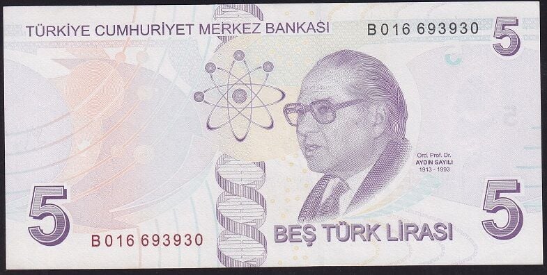 9.Emisyon 2.Tertip 5 Lira B016 693930 Ççt Çilaltı