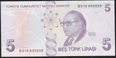 9.Emisyon 2.Tertip 5 Lira B016 693930 Ççt Çilaltı