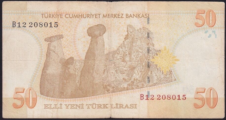 8.Emisyon 50 YTL B12 208015 Temiz