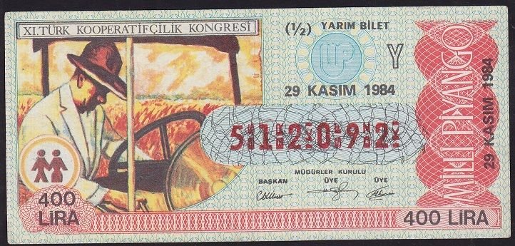 1984 29 Kasım Yarım Bilet - Y Serisi