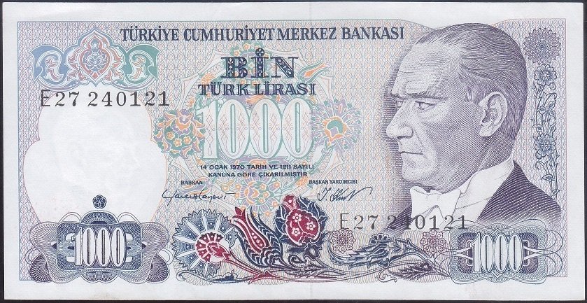 7.Emisyon 1.Tertip 1000 Lira E27 240121 Çilaltı Çil