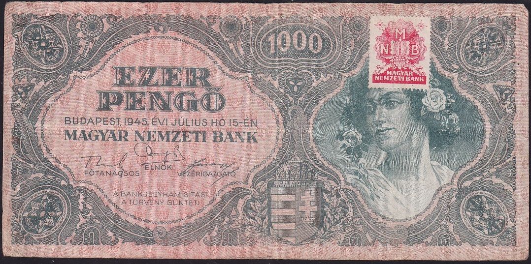 Macaristan 1000 Pengo 1945 Çok Temiz