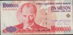 7.Emisyon 10 000 000 Lira E55 503563 Çok Temiz+