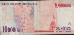 7.Emisyon 10 000 000 Lira E55 503563 Çok Temiz+