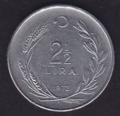 1972 Yılı 2.5 Lira Ters