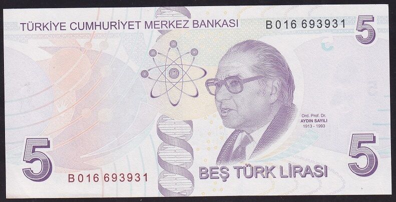 9.Emisyon 2.Tertip 5 Lira B016 693931 Ççt Çilaltı