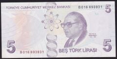 9.Emisyon 2.Tertip 5 Lira B016 693931 Ççt Çilaltı