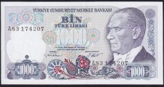 7.Emisyon 1.Tertip 1000 Lira A83 174207 Çilaltı