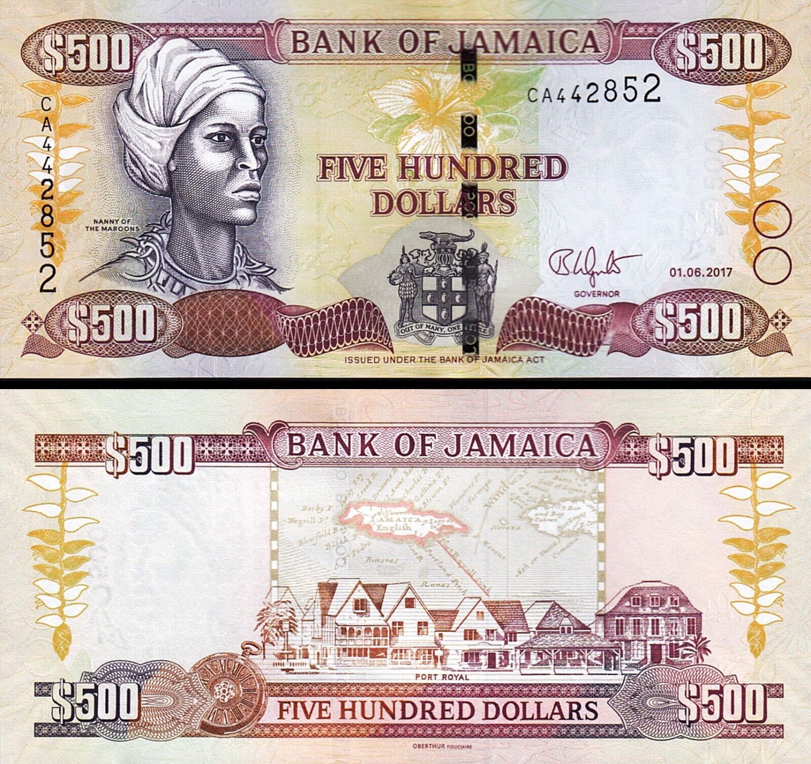 Jamaika 500 Dolar 2017 Çil Pick 85