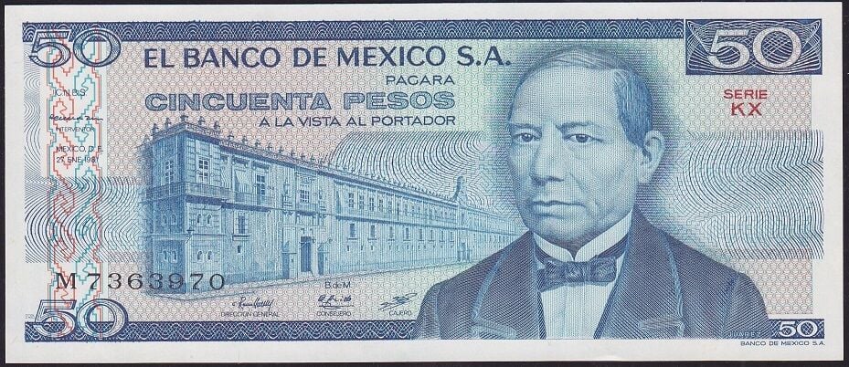 Meksika 50 Pesos 1981 Çil ( M ) Pick 73