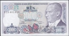 7.Emisyon 1.Tertip 1000 Lira E25 401416 Çil