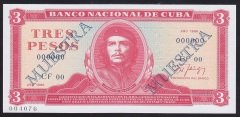Küba 3 Pesos 1986 Çil Specimen Pick107bs