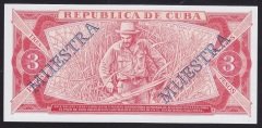 Küba 3 Pesos 1986 Çil Specimen Pick107bs