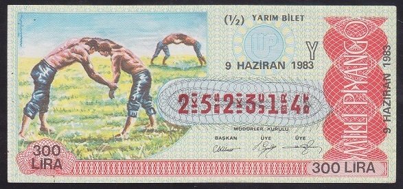 1983 9 HAZİRAN YARIM BİLET Y SERİSİ