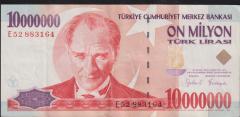7.Emisyon 10 000 000 Lira E52 883164 Çok Çok Temiz