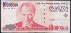 7.EMİSYON 10 000 000 LİRA G06 813489 ÇOK TEMİZ eski kağıt para değerleri