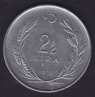 1972 Yılı 2.5 Lira Düz