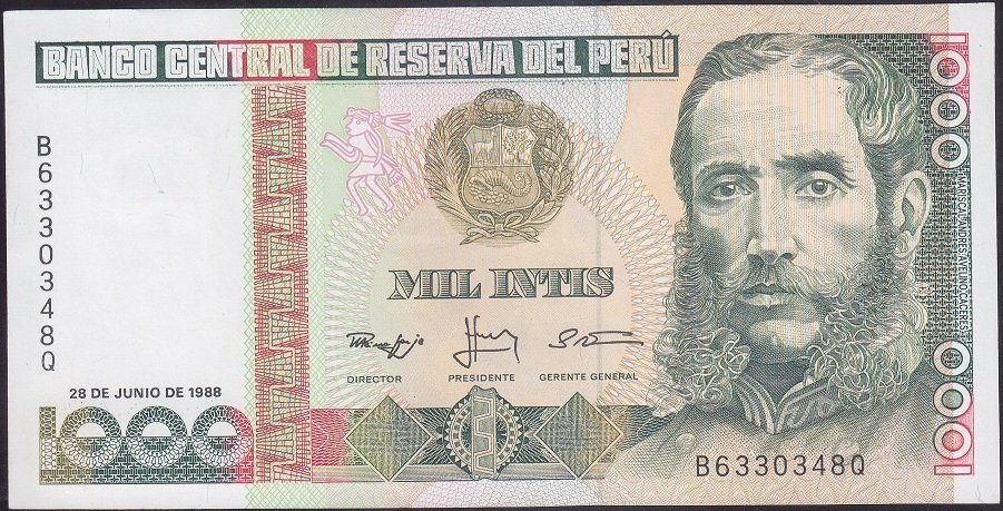 PERU 1000 İNTİS 1988 ÇİLALTI eski para koleksiyon