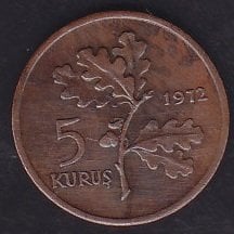1972 Yılı 5 Kuruş