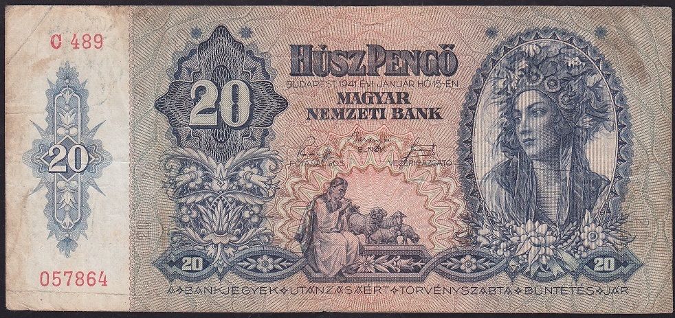 Macaristan 20 Pengo 1941 Çok Temiz