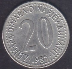 YUGOSLAVYA 20 DİNAR 1985