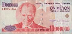 7.Emisyon 10 000 000 Lira E49 074150 Çok Temiz+