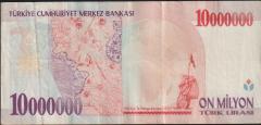7.Emisyon 10 000 000 Lira E49 074150 Çok Temiz+
