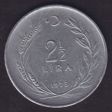 1973 Yılı 2.5 Lira Düz