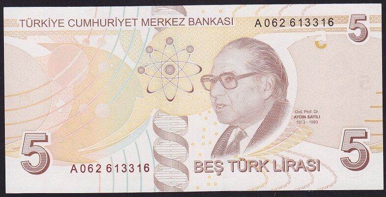 9.Emisyon 1.Tertip 5 Lira A062 613316 Çil Blok Radar