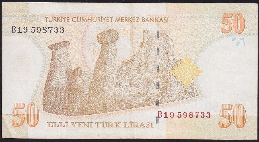 8.Emisyon 50 YTL B19 598733 Çok Temiz+