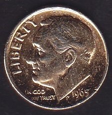 Amerika 1 Dime 1965 (altın suyuna batırılmış)