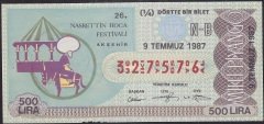 1987 9 Temmuz Çeyrek Bilet - N-B Serisi