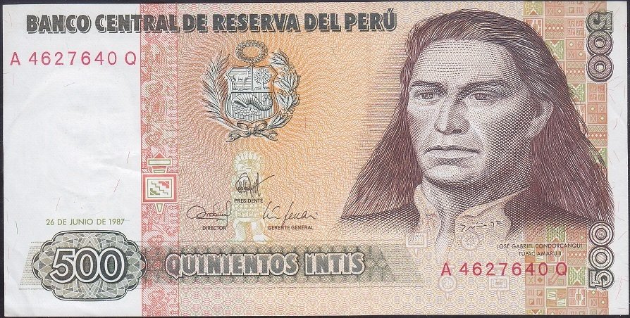 PERU 500 İNTİS 1987 ÇÇT ÇİLALTI eski para mezat