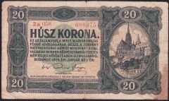 Macaristan 20 Korona 1920 Temiz