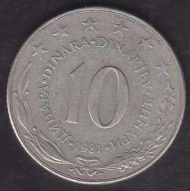 YUGOSLAVYA 10 DİNAR 1981