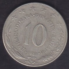 YUGOSLAVYA 10 DİNAR 1981