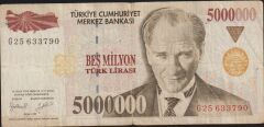 7.Emisyon 5 000 000 Lira G25 633790 Temiz